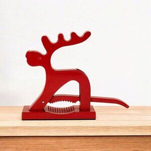 Christmas Holiday Red Reindeer Nutcracker Metal Nut Cracker Scandinavian Style